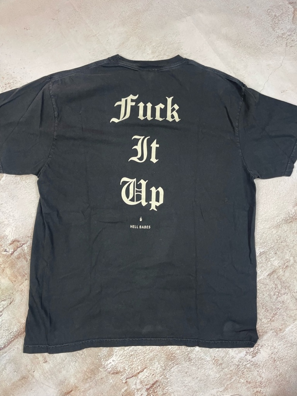 Men's Black Graphic Short Sleeve Tee with Small Chest Script